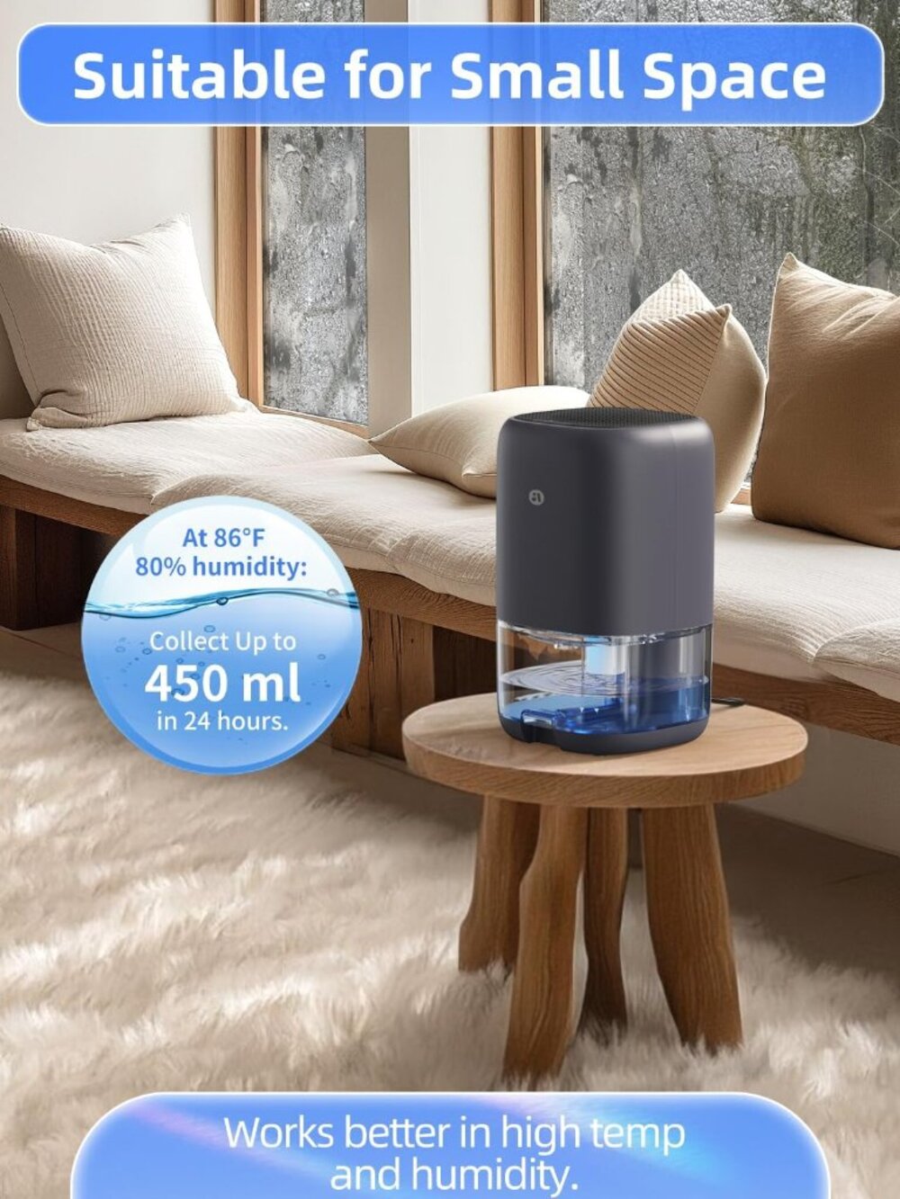 Dehumidifier, 35 OZ Small Dehumidifiers for Bedroom for Home, Quiet with Auto Sh - Picture 3 of 8